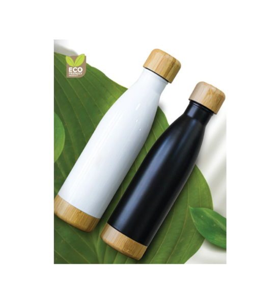 Insulated Bottle With Bamboo Lid And Base BK