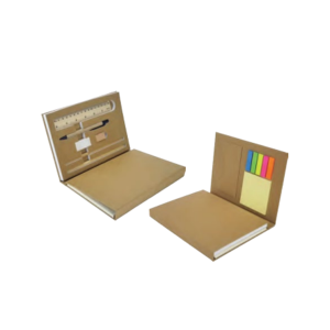 Tri-fold writing set with strap closure