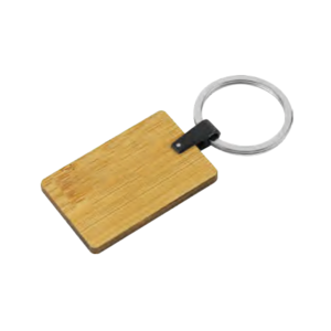 Bamboo and Metal Keychain