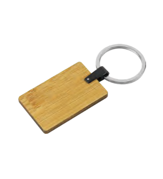 Bamboo and Metal Keychain