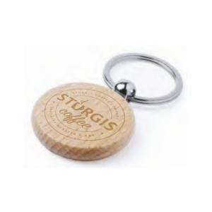 Round Wooden Keychain with Metal Ring 2 side printing area