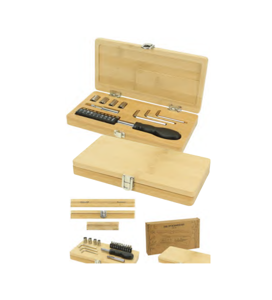 Tool Kit Set in Bamboo case