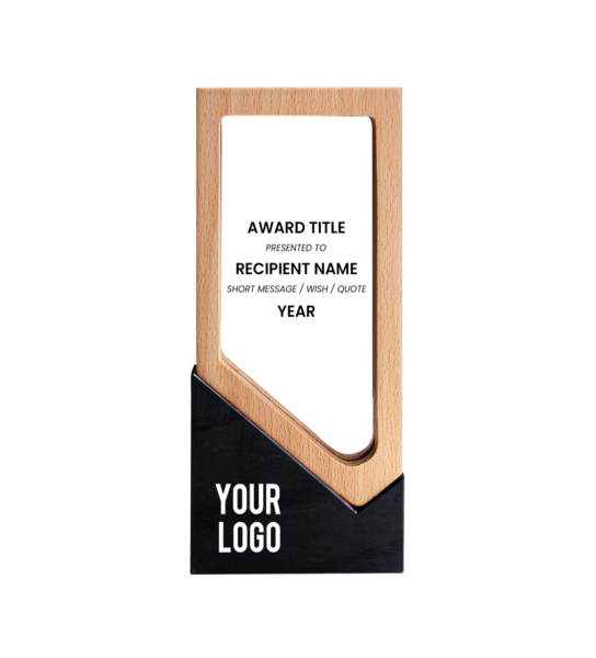 Trophy With Wood Crystal and Black Stone
