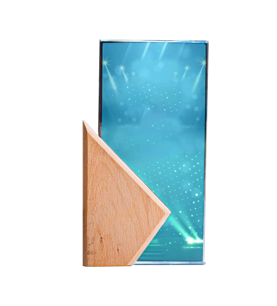 Rectangle Wooden Crystal Trophy