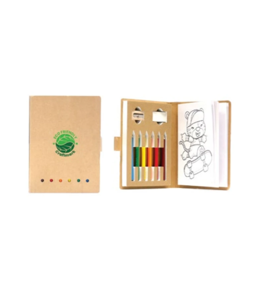 Eco Drawing Book with Color Pencils, Sharpener and Eraser