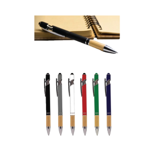 Metal Pen With Stylus and Bamboo Grip