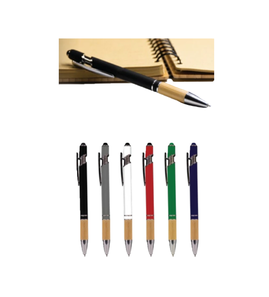 Metal Pen With Stylus and Bamboo Grip