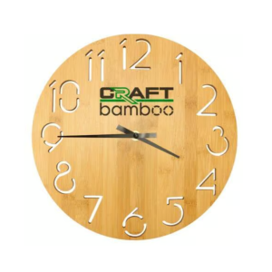Round Bamboo Wall Clock, 28 cm Día, Type Analog