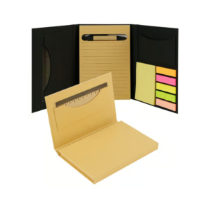 Tri-Fold Notepad with Sticky Notes, Pen, Card Slot and Ruler