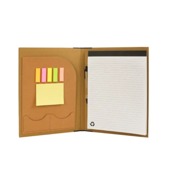 Eco-Friendly A4 Folders, Notepad Sticky Note, Pen & Card Slots