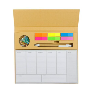 Eco-Friendly Weekly Planner Kit with Pen, Clip, Sticky Notes