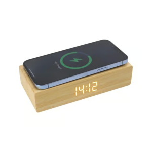 Bamboo Clock with 5W Wireless Charger
